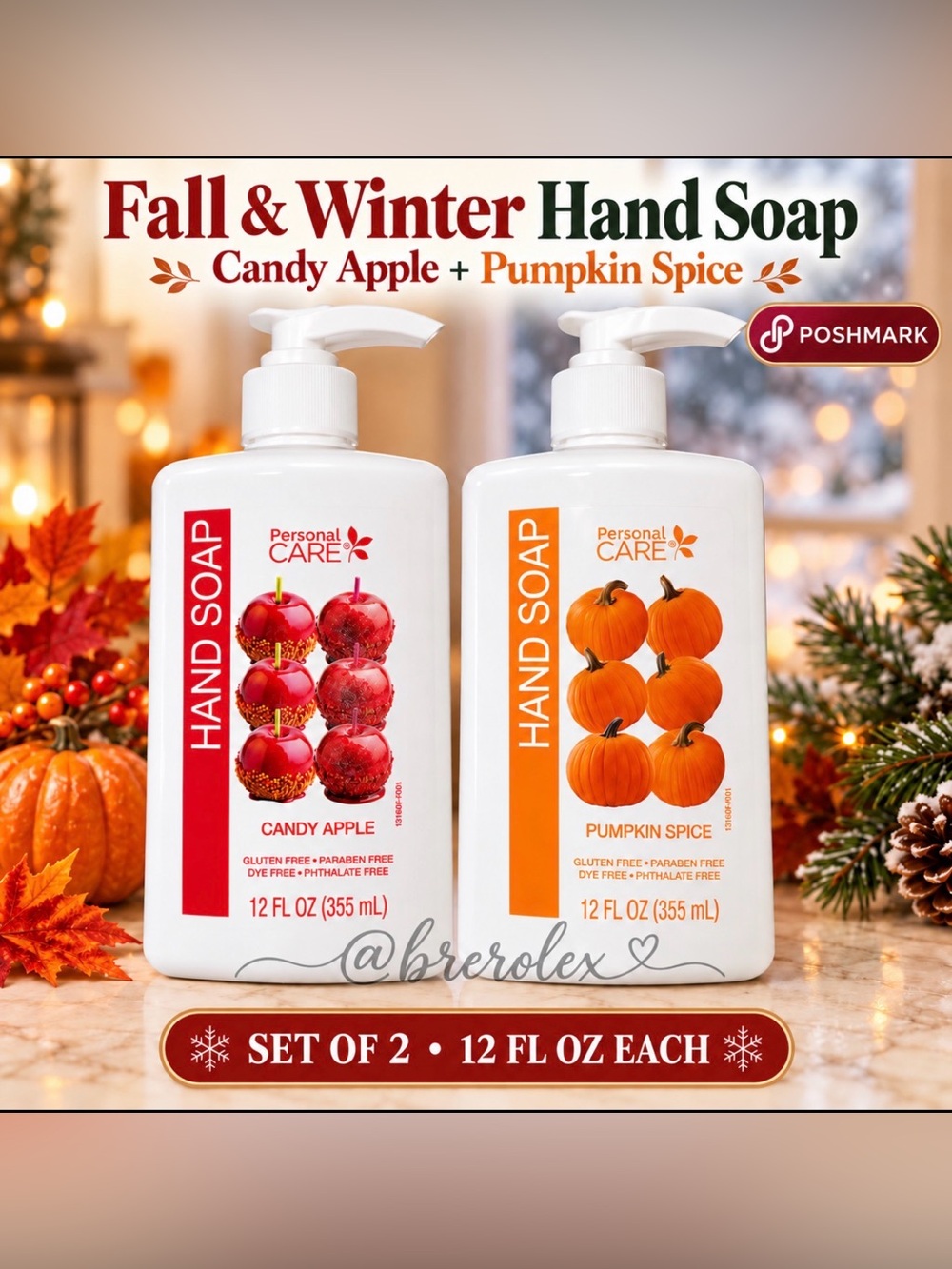 Personal Care Fall Hand Soap Duo Candy Apple & Pumpkin Spice 12 oz Each
